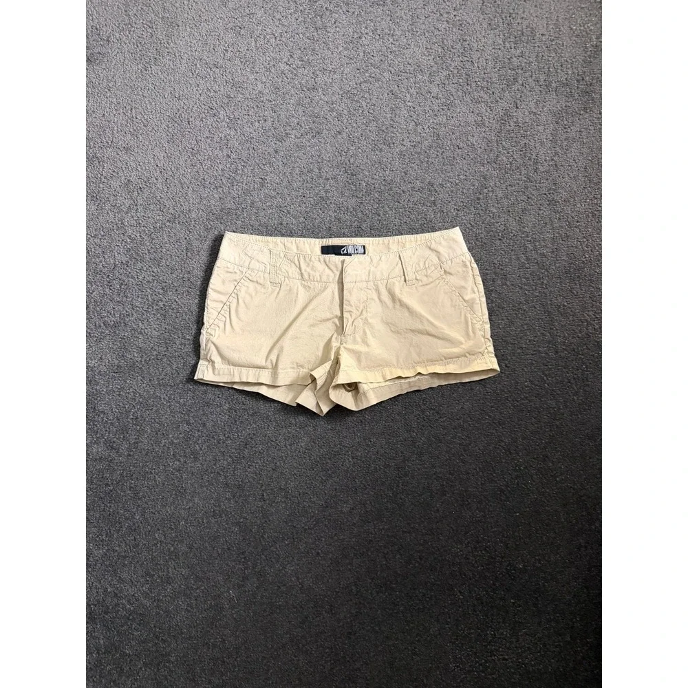 Volcom Tune 2.5 Inch Shorts Tan Khaki Low Rise Cotton Stretch Size 0 B0911012